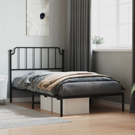 Metal Bed Frame without Mattress with Headboard Black 107x203cm vidaXL (1/5)