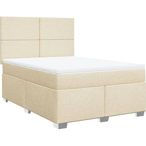 Maison Exclusive - Sommier à lattes de lit avec matelas Crème 160x200 cm Tissu (1/5)
