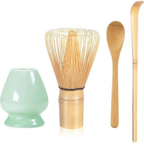 Coffret Matcha - Ensemble 4 Pièces en Bambou - Bol 11 cm - Fouet à Matcha - Cuillère à Thé - Support pour Fouet (1/5)