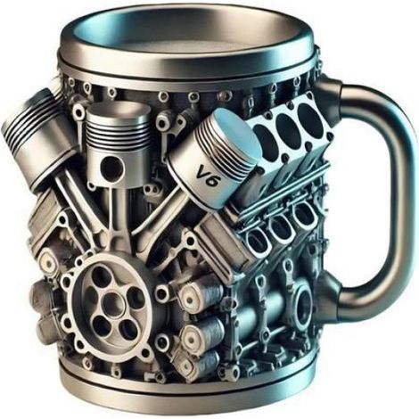 Tasse De Café En Moteur De Voiture V6 Engines Stainless Steel Mug with Handle V8 & V6 3D Engine Design Retro Coffee Cup MUG (1/5)