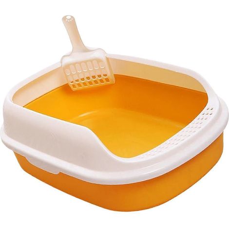 Offene Box, Katzentoilette, Haustierbehälter, Bettpfanne mit Kätzchen-Yellow (1/5)