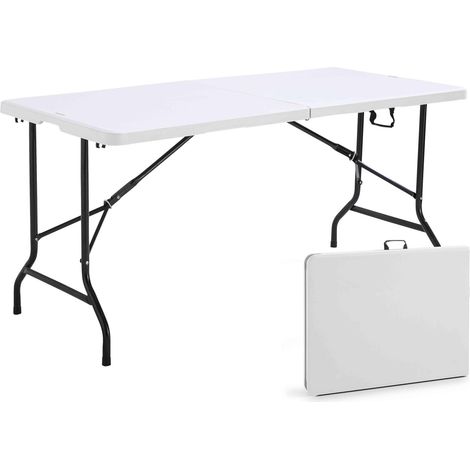 Rekkem – Table pliante 162 cm – 6 places – Structure en acier époxy – Plateau en polyéthylène haute densité – Usage intérieur/extérieur
