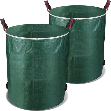 TolleTour Gartensack mit Deckel 2X 272L Laubsack Gartenabfallsack XXL Garten Tasche Rasensack mit Griffen Reißfest Wiederverwendbar