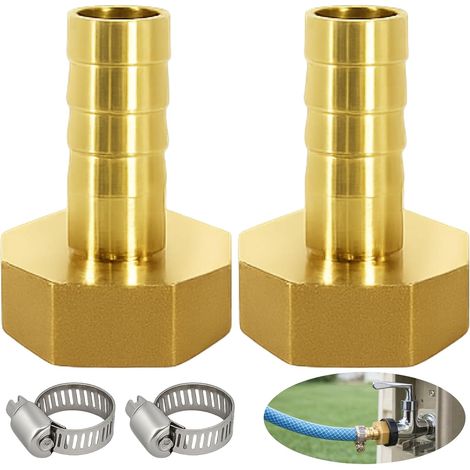 2 pièces Embout cannelé en laiton, raccord de tuyau 1/2", adaptateur pour tuyaux flexibles, raccord à filetage femelle pour eau, air, huile et gaz, pour sanitaire, atelier et DIY (1/5)