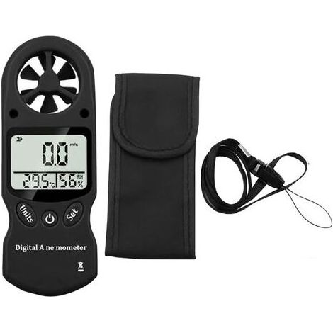 Hygromètre, Thermomètre à effet de serre, Thermomètre de jardin, anémomètre numérique LCD affichage Vent Speed Speed Compteur Température Humidité Compteur Noir (1/5)