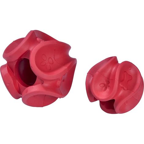 Balle pour Chien en Caoutchouc pour Hygiène Dentaire, Jouet pour Chien Résistant, Lavable, Rouge, 8x8x7 CM