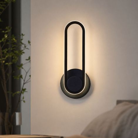 Applique murale LED 12W design scandinave, corps en silicone et aluminium, base en fer laqué noir, éclairage neutre doux 30x12cm (1/5)