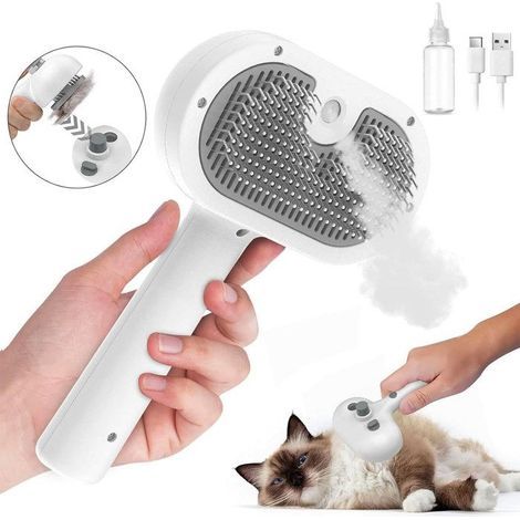 JORMFTTE 3-in-1 Dampfmassagekamm für Katzen und Hunde, geeignet für kurzes und langes Fell, wiederaufladbar (1/4)