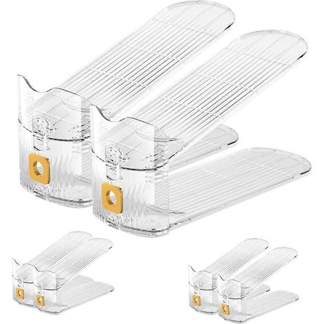 Étagère à chaussures empilable, lot de 6, emplacements réglables, gain de place, support pour chaussures de placard (1/5)