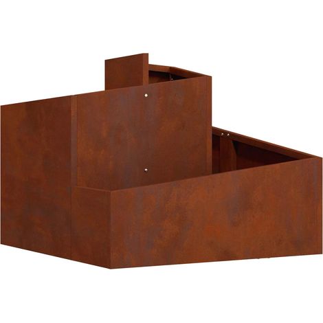 Cache-pot de jardin carré moderne 60 x 60 x 50 cm résistant intempéries style industriel en acier marron
