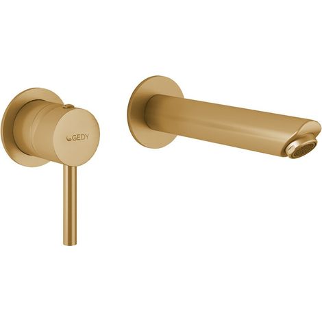 Miscelatore lavabo a muro in acciaio inox oro opaco Garda di Gedy (1/2)