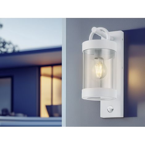LED Außenwandleuchte mit Bewegungsmelder, Laterne Weiß, Höhe 33cm (1/5)