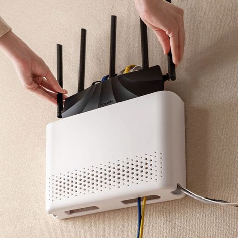 Bardusch - Scatola portaoggetti per router WiFi, Cache Box 29,5 x 21,5 x 6 cm, Mensola portaoggetti a parete per WiFi, Mensola per termosifone, [J491] (1/4)