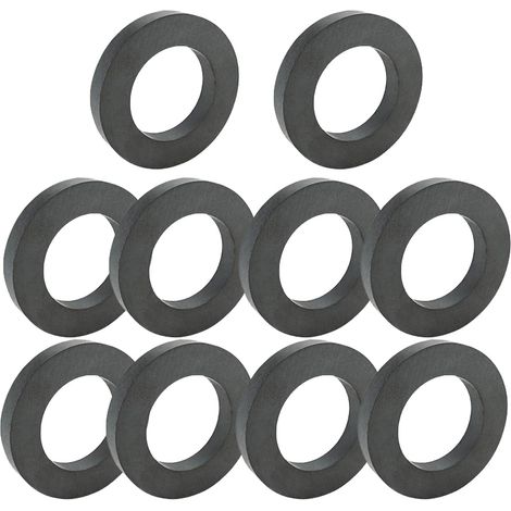 Aimants à anneau : Ø 45 mm x 22 mm x 8 mm, en ferrite avec trou, résistant pour l'industrie, le bricolage, les projets scientifiques (1/5)
