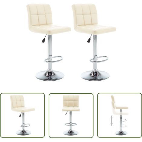 The Living Store Tabourets de bar lot de 2 crème similicuir - Tabouret De Bar - Tabourets De Comptoir - Chaise Haute - Meubles De Cuisine - Mobilier Design (1/5)
