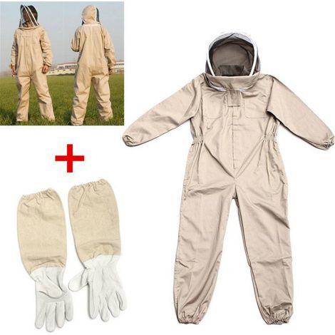 L Vêtements d'apiculteur professionnel Équipement de protection de l'apiculteur de couleur beige pour les abeilles avec gants longs (1/5)