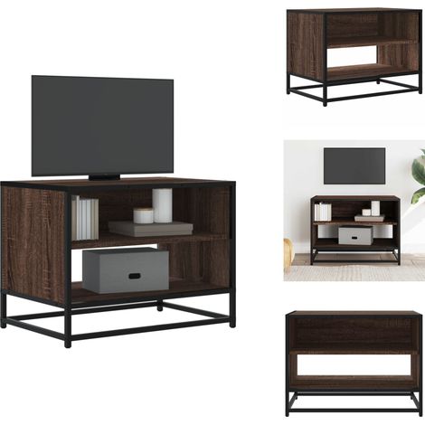 Meuble TV chêne marron 61x40x46 cm bois d'ingénierie et métal - Meuble TV - Meubles TV - Banc TV - Buffet TV (1/5)