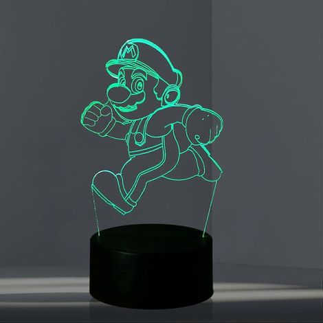 Lampe de chevet LED 3D Luigi (dessin animé Bros) avec télécommande, 16 couleurs, alimentation USB, effet d'optique. (1/5)
