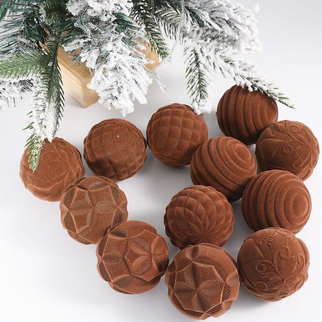 Boule De Noel Velours - 6 cm - Fermoir Métallique - Décoration De Sapin De Noël - Lot De 12 (1/5)