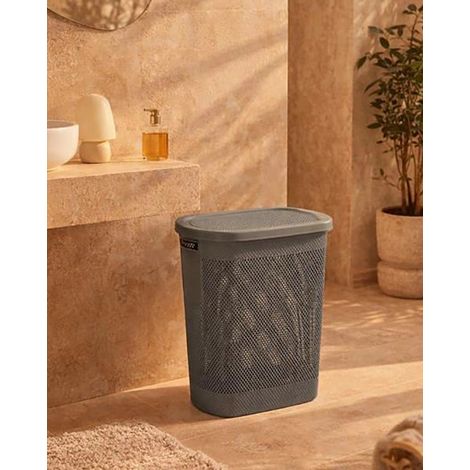 Cesto portabiancheria in plastica grigio (1/2)