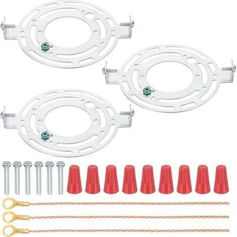 Kit de support de montage universel pour luminaire de 125 mm, 3 ensembles de barres transversales rondes avec fil de terre en cuivre nu pour applique murale, plafonnier, lustre suspendu (1/5)