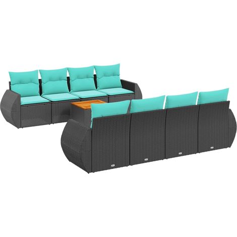 Maison Exclusive - 9-teiliges Gartensofa-Set mit Kissen, schwarze (1/5)