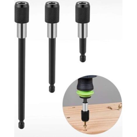 Mandrin à changement rapide, rallonge magnétique pour perceuse (1/4 pouce), porte-clé, adaptateur pour foret, jeu de forets à queue hexagonale, tournevis, forets et tournevis manuel (3 pièces). (1/5)