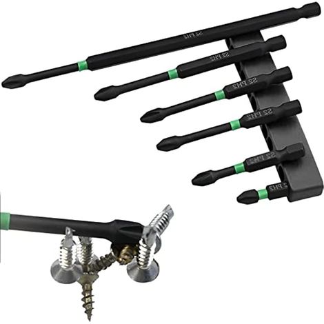 Juego de brocas antideslizantes para destornillador magnético ZOLGINAH, juego de brocas para destornillador de impacto de alto rendimiento, brocas de impacto de cabeza cruzada de 25-100mm (1/5)