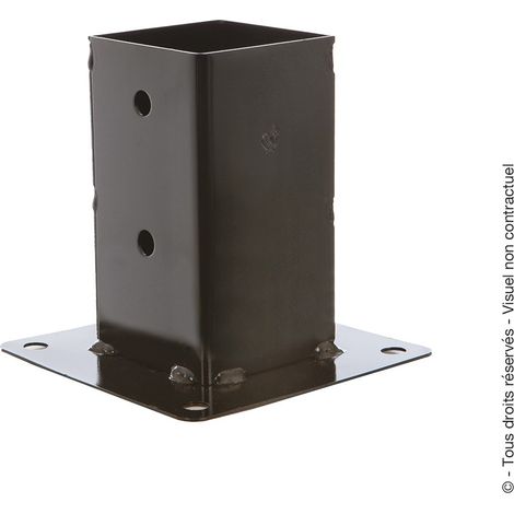 Support de poteau sur platine 70x70 mm – Résistant au traitement cataphorèse – Évacuation d'eau intégrée – Pour poteaux en bois dur – Mermier