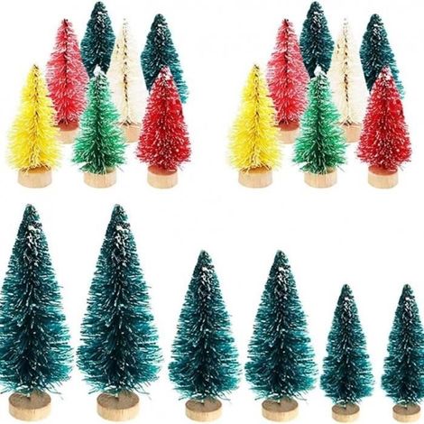 Décoration de Noël - ZGEER - 20 Pièces Arbre de Noël Artificiel - Soie et bois de sisal - Vert - Intérieur (1/4)