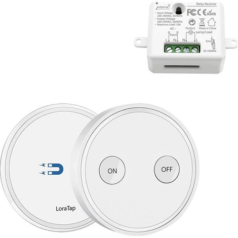 Kit de interruptor inalámbricoZOLGINAH , receptor de 2500 W, transmisor de radio de 868 Mhz, ida y vuelta, control remoto de pared con control remoto de encendido/apagado para iluminación (1/5)