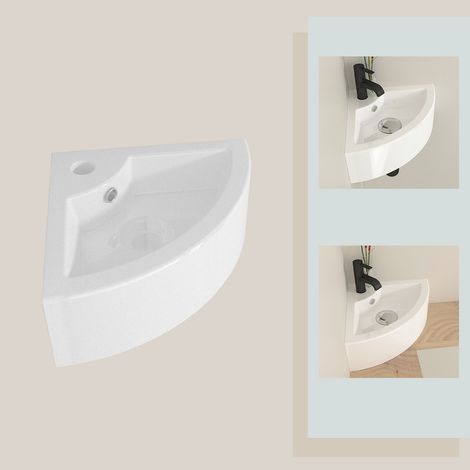T&K Corner Wall Hung Sink Bathroom Ceramic Small Cloakroom Wash Mahon Sink (1/5)