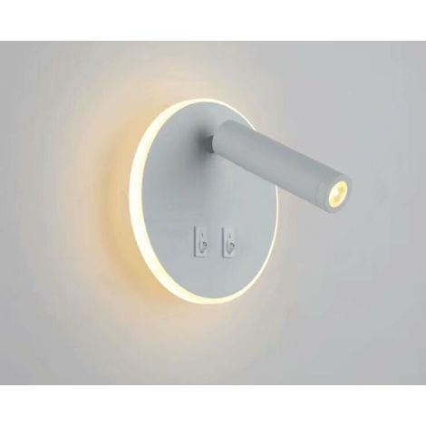 Lampe de lecture ronde blanche 400 mm 3000K pour salon ou chambre, réglable, style nordique créatif, applique murale ou lampe de chevet. (1/5)