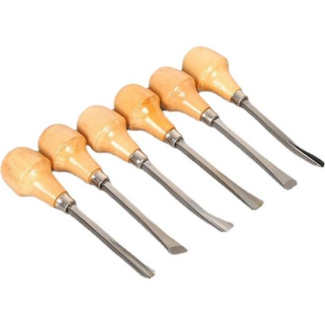 LaBlanc - 6 pezzi Scalpelli per intaglio del legno professionali con manico in acciaio, sgorbie, set di strumenti per intaglio per principianti, hobbisti, fai da te, forniture per artigianato in legno