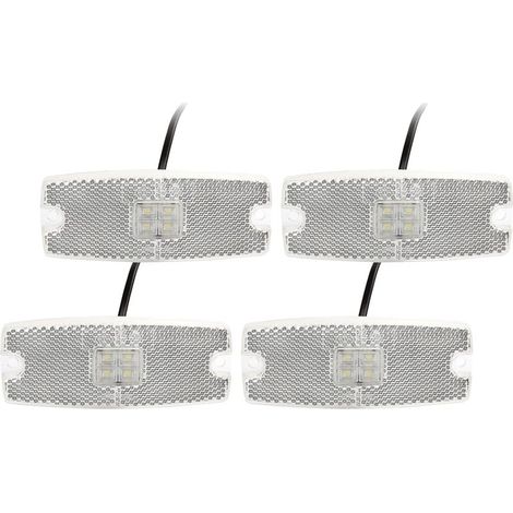 4 Pcs Feux de Gabarit LED pour Remorque 12V 24V Feux de Position Latéraux Camion avec Réflecteur, Homologué E-Mark, Imperméable, Incluses 8 Vis Montage, Tapis éponge - Blanc (1/5)