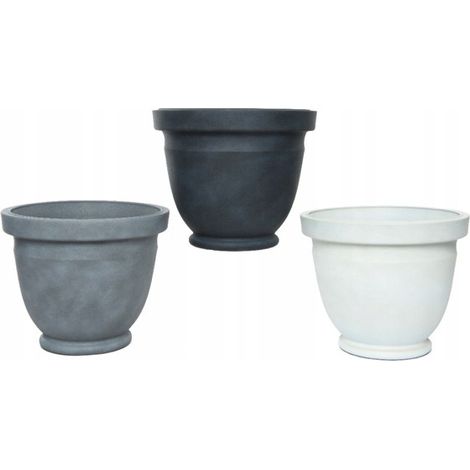 Vaso da fiori rotondo in plastica liscia, 33 cm