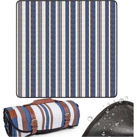Couverture de pique-nique Imperméable et Pliable, 200 x 200 cm pour Camping de la Plage de plein air à rayures