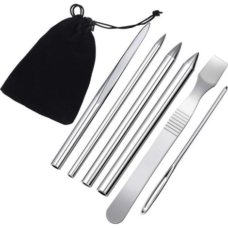 6 pezzi FID Paracord Accessori Kit di strumenti per allacciatura in pelle Strumento di levigatura con borsa portaoggetti per artigiani Tessitura in pelle Fai da te