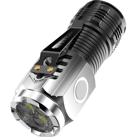 Lampe torche LED rechargeable, lampe de poche magnétique, lampe de poche LED rechargeable ultra lumineuse avec aimant puissant (D)