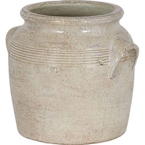 Tarn Collection Large Pot with Handles - Ceramic - L32 x W27 x H26 cm - White
