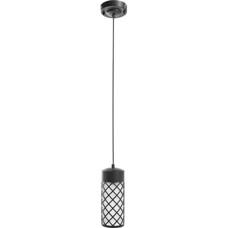 Set of 2 Pendant Lights Black Aluminum Matte Finish Outdoor Lighting Garden Deco Modern RASKA (1/5)