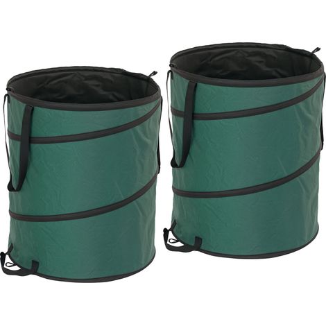 Lot de 2 Sacs à Déchets de Jardin Pop-Up 160L Oxford 600D Sacs de Jardinage Pliables et Autoportants Ø55x65cm (1/5)
