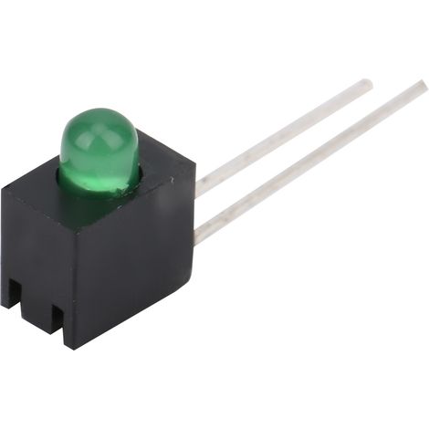 3-mm-LED-Lampenfassung mit einem Loch, Lampenfassung mit einem Loch für rote, gelbe, grüne und blaue LEDs, 90 Grad gebogene Beine, grünes Licht enthalten. (1/5)
