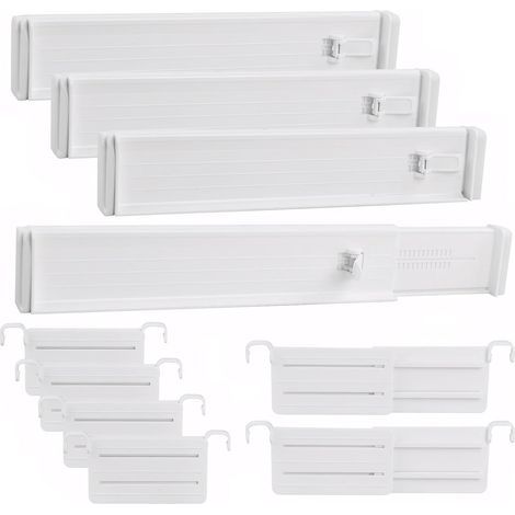 Set of 10 Drawer Dividers, Adjustable 33-58.5 cm, ABS Plastic, Drawer Organizer, for Kitchen, Bedroom, Office (1/5)