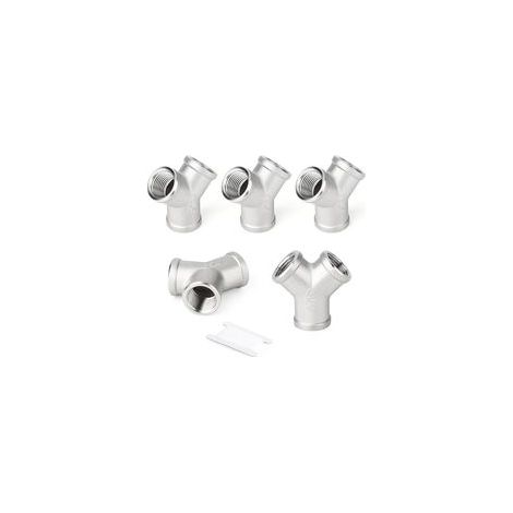 5 Stück 1/2" BSP Innengewinde 304 Edelstahl 3-Wege Y-förmige T-Rohrverbinder (1/5)
