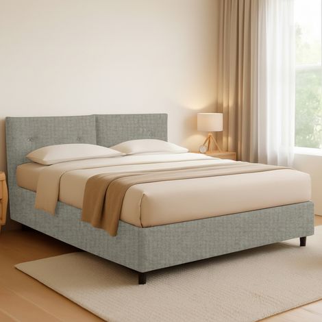 Cama Matrimonial Derby, Desenfundable, Fabricado en Italia, Gris (1/5)