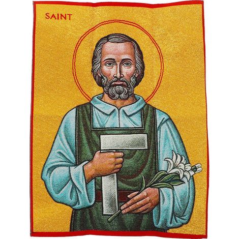 Icône Chrétienne Saint Joseph Charpentier Portrait Décor Murale Artisanale 40x30cm pour Églises Chapelles (1/5)