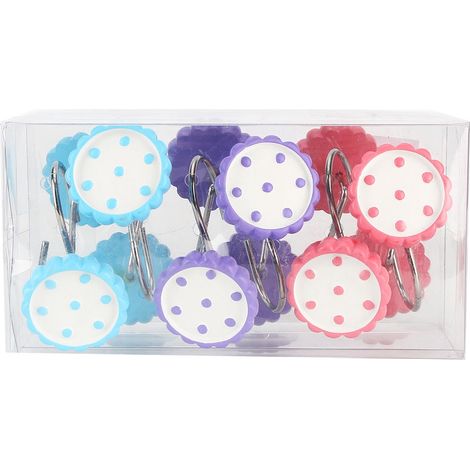 Lot de 12 crochets décoratifs en résine en forme de tournesol pour rideau de douche. (1/5)