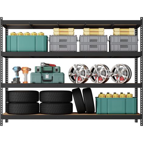 Songmics – Étagère de rangement charge lourde 2000 kg – 4 niveaux modulables – Dimensions 60 x 200 x 183 cm – Acier et MDF noir (1/5)