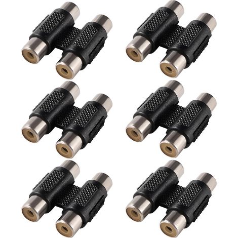 6 Pièces RCA 2 Femelle à 2 Femelle Coupleur, Adaptateur Coupleur Phono Double RCA, pour Platine Vinyle, CD, MP3, Amplificateur, Câble Phono Stéréo, Plaqué Nickel (1/5)